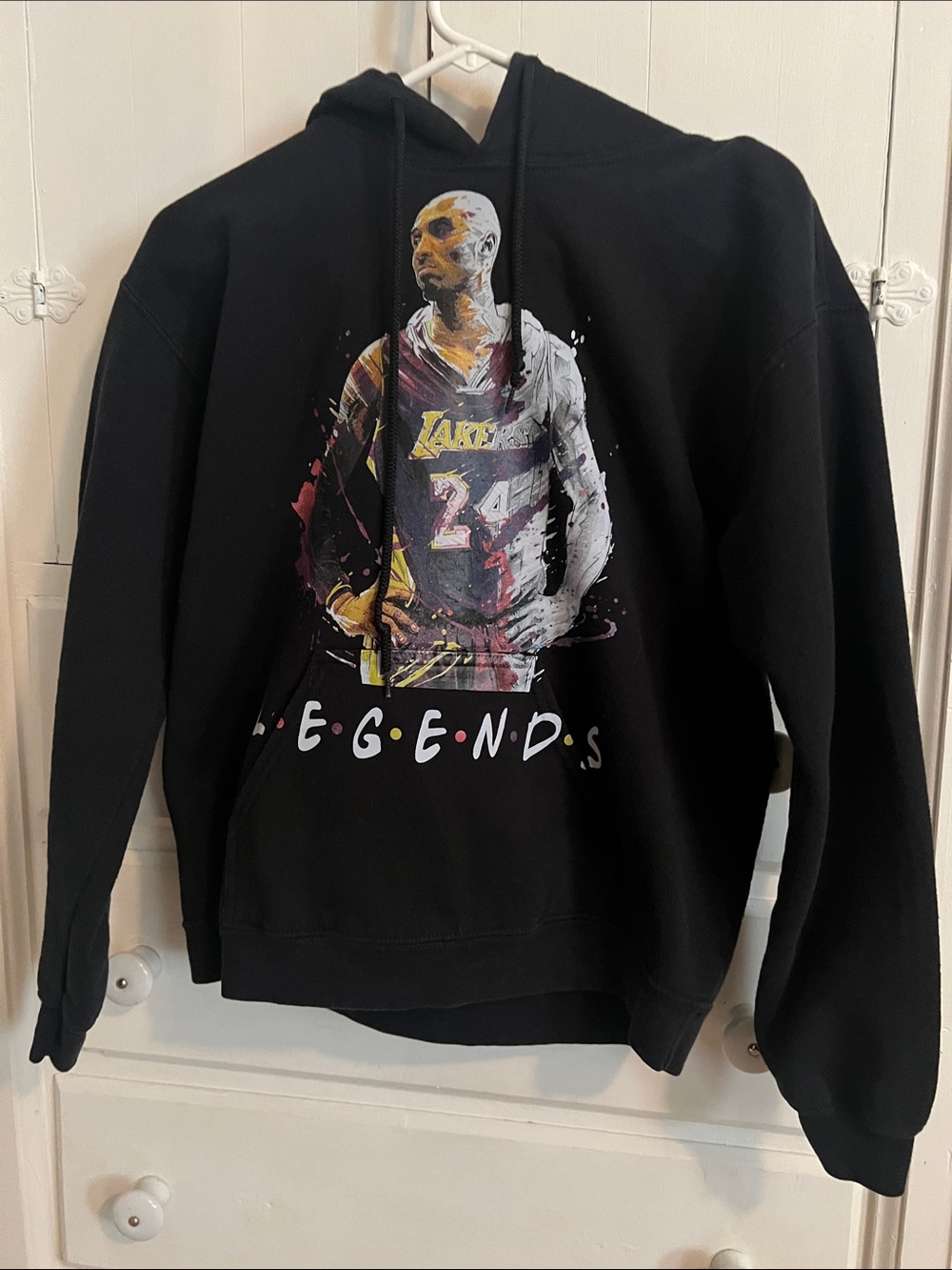 Gildan Kobe Bryant Black Hoodie with Lakers Legends Graphic in Yellow & Purple